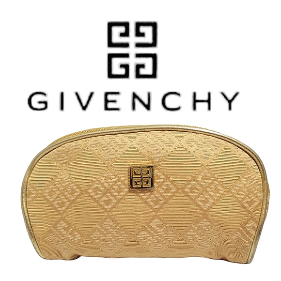 Givenchy Limited Edition Vintage Gold Monogram Organza de Givenchy Cosmetic Bag - Picture 1 of 11